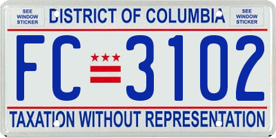 DC license plate FC3102