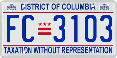 DC license plate FC3103