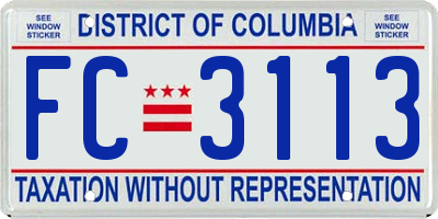 DC license plate FC3113