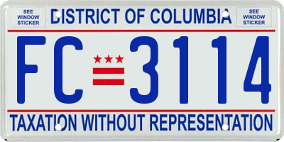 DC license plate FC3114