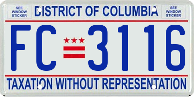 DC license plate FC3116