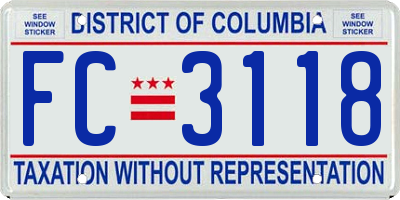 DC license plate FC3118