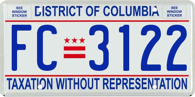 DC license plate FC3122