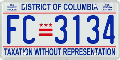 DC license plate FC3134