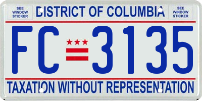 DC license plate FC3135