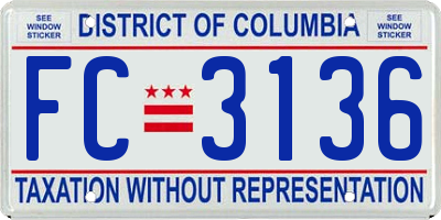 DC license plate FC3136