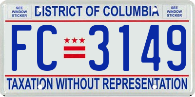 DC license plate FC3149