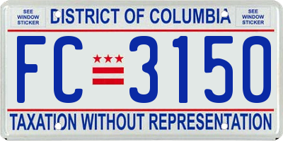 DC license plate FC3150