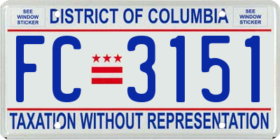 DC license plate FC3151