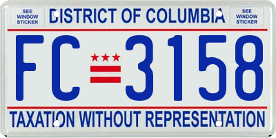 DC license plate FC3158