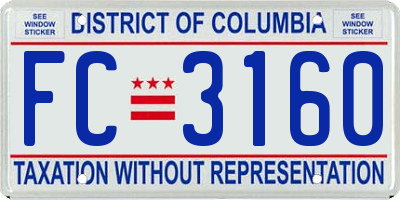 DC license plate FC3160