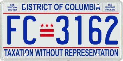 DC license plate FC3162