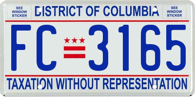 DC license plate FC3165