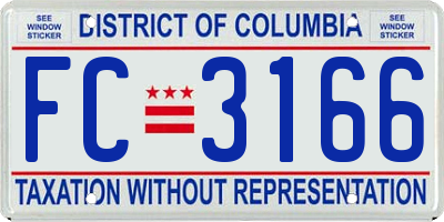 DC license plate FC3166