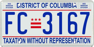 DC license plate FC3167