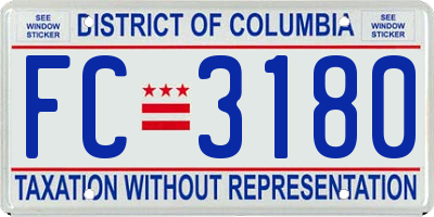 DC license plate FC3180