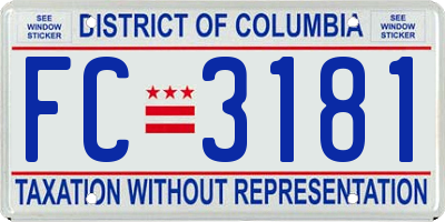 DC license plate FC3181