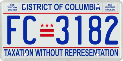 DC license plate FC3182