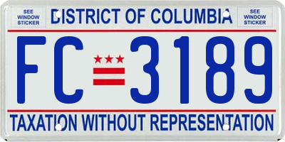 DC license plate FC3189