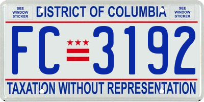 DC license plate FC3192