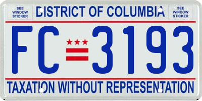 DC license plate FC3193