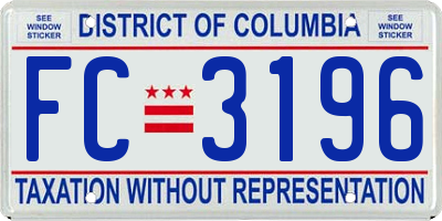 DC license plate FC3196