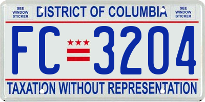 DC license plate FC3204