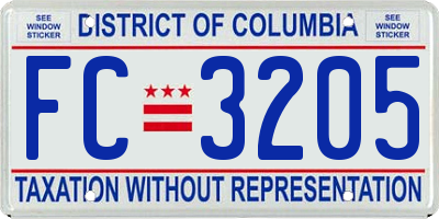 DC license plate FC3205