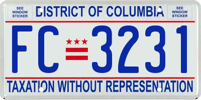 DC license plate FC3231