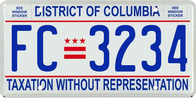 DC license plate FC3234