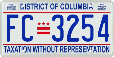 DC license plate FC3254