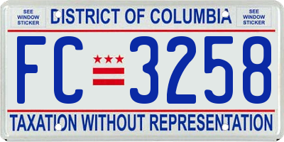 DC license plate FC3258