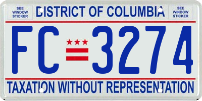 DC license plate FC3274