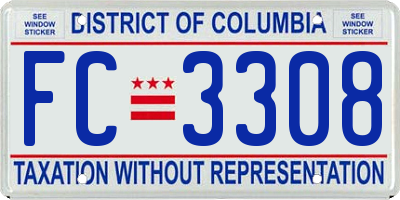 DC license plate FC3308