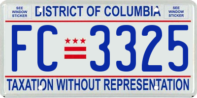 DC license plate FC3325