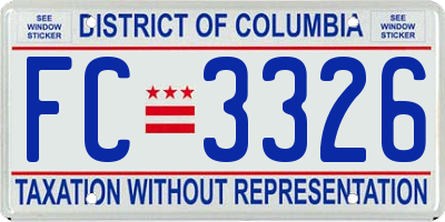 DC license plate FC3326