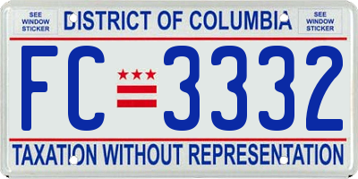 DC license plate FC3332