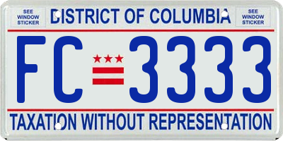 DC license plate FC3333