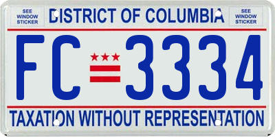 DC license plate FC3334