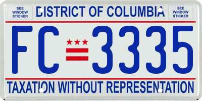 DC license plate FC3335