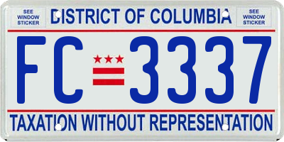 DC license plate FC3337