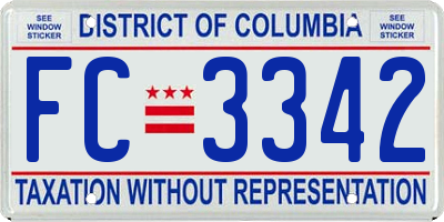 DC license plate FC3342