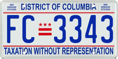 DC license plate FC3343