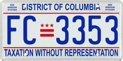 DC license plate FC3353