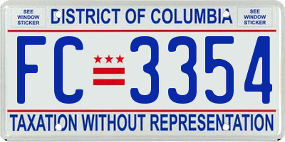 DC license plate FC3354