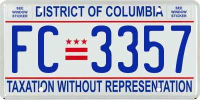 DC license plate FC3357