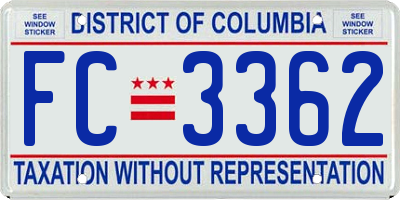 DC license plate FC3362