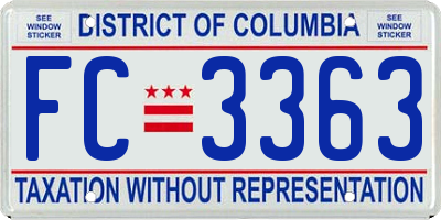 DC license plate FC3363