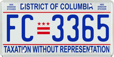 DC license plate FC3365