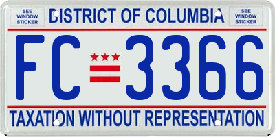 DC license plate FC3366